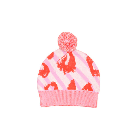 Noe & Zoe Pink Leopard Baby Knit Beanie