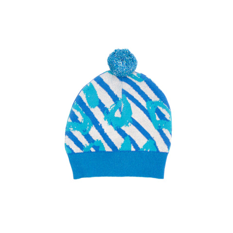 Noe & Zoe Turquoise Leopard Baby Knit Beanie