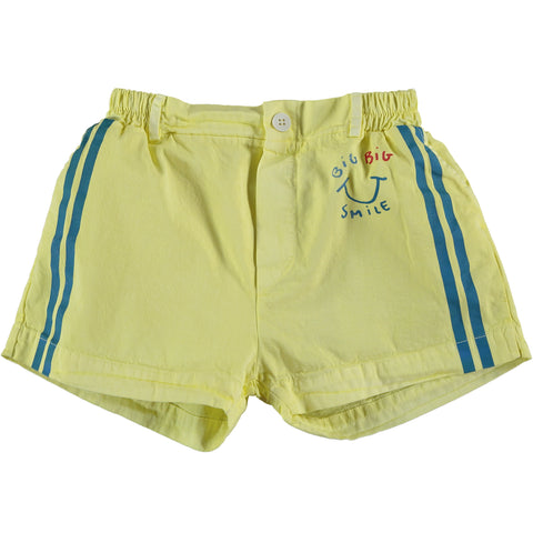 Bonmot Sunshine Yellow Button Side Stripes Short