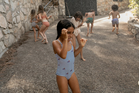 Tinycottons Summer Grey Doggy Paddle Swimsuit