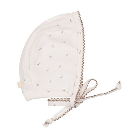 Lilette Taupe Cherry Scallop Edge Bonnet