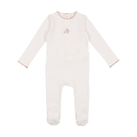 Lilette White with Rose Trim Scallop Edge Footie