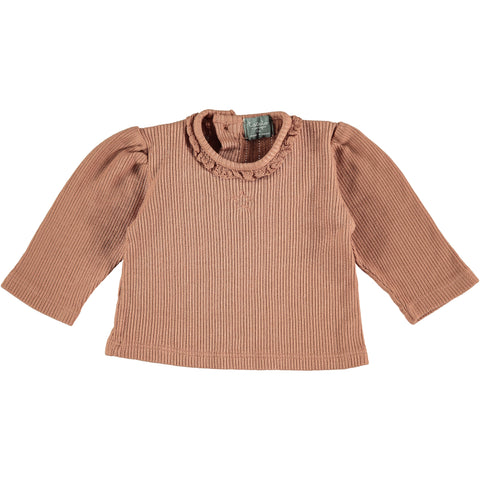 Tocoto Vintage Pink Ribbed Tee & Ruffle Legging Set
