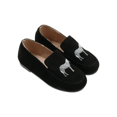 Zeebra Black Ink Suede Logo Loafer