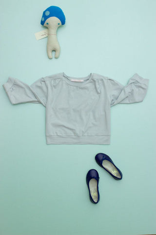 Flora and Henri Puff Sleeve Jersey Blouse Dove