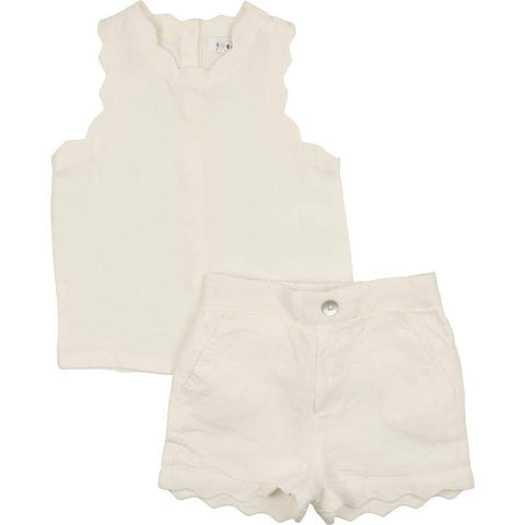 Coco Blanc Baby Girl Cream Linen Set
