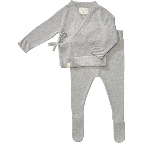 Bacabuche Heather Grey Baby Knit Top & Footie