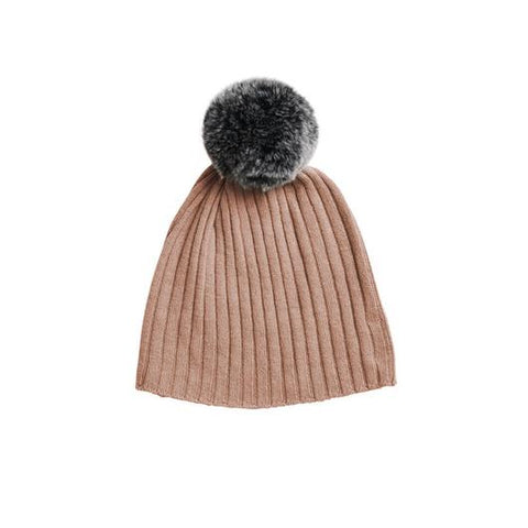 Belle Enfant Rose Fur Pompom Hat