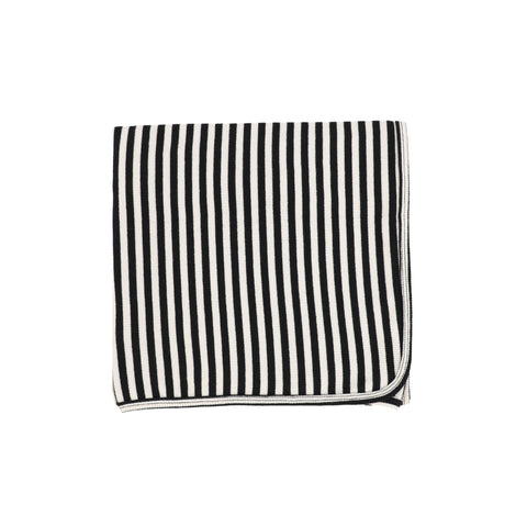 Lil Legs Black/Stone Stripe Classic Ribbed Blanket