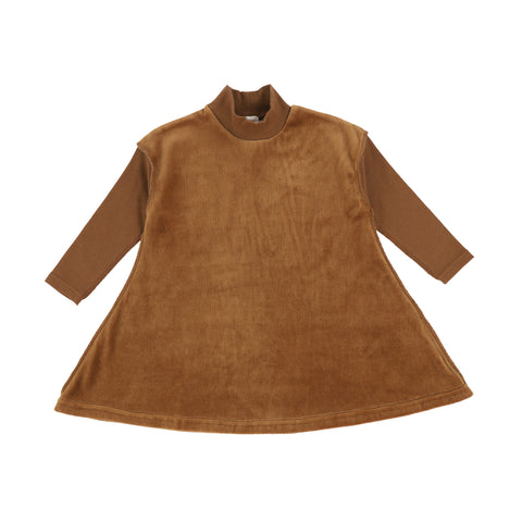 Lil Legs Caramel Velour Dress