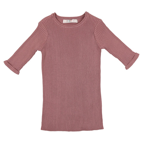Coco Blanc Deep Rose Three Quarter Sleeve Crewneck Henley