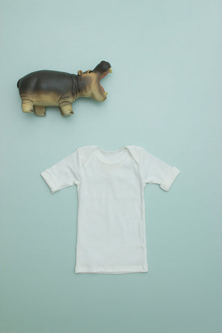 Flora and Henri Rib Lap Shoulder Tee Short Sleeve Cloud