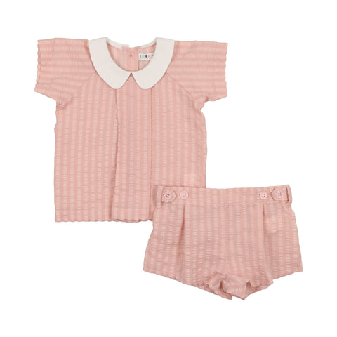 Coco Blanc Mauve Seersucker Set