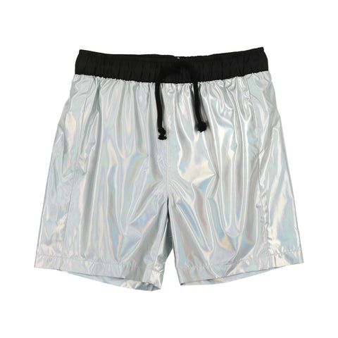 Coco Blanc Boys Metallic Silver Swim Trunk