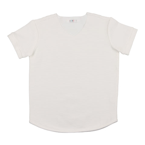 Coco Blanc Antique White Ribbed Boys Tee