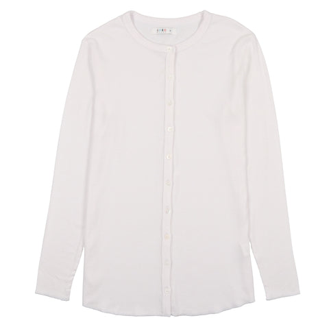 Coco Blanc White Ribbed Button Tee