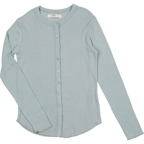 Coco Blanc Pale Blue Ribbed Long Sleeve Tee