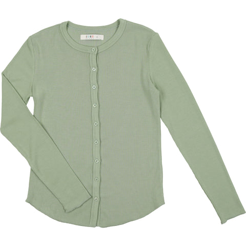Coco Blanc Sage Green Ribbed Long Sleeve Tee