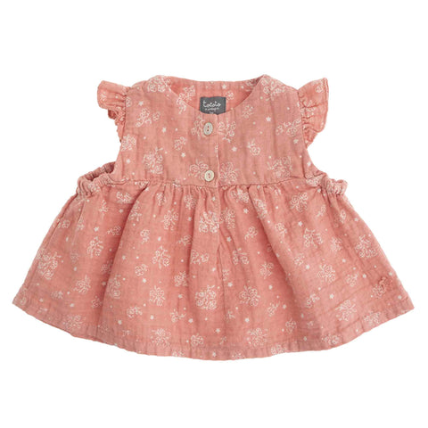 Tocoto Vintage Baby Dark Pink Flower Print Top