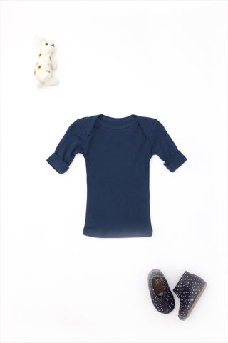 Flora and Henri Basic Short Sleeve Lap Tee Navy