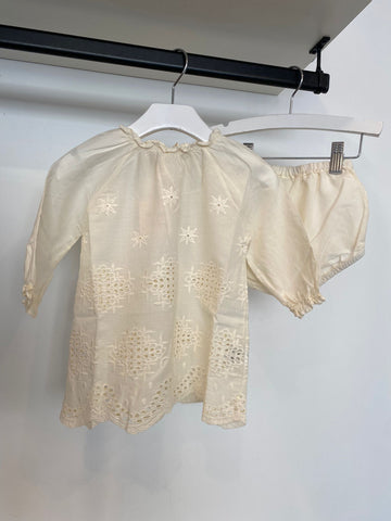 Babe & Tess Natural Dress + Bloomer Set