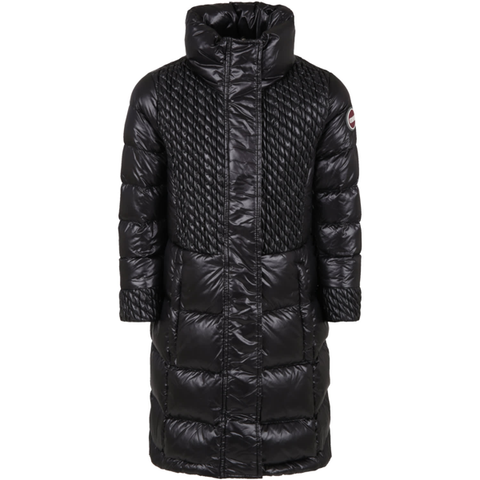 Colmar Long Black Coat with Crochet Braid