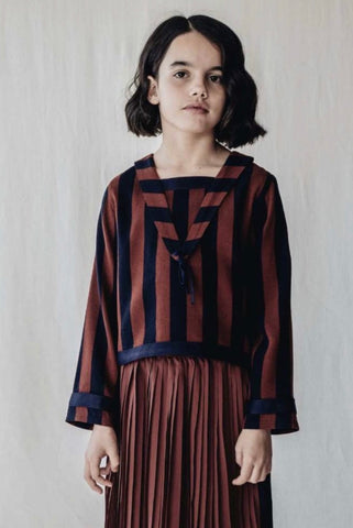 Belle Chiara Navy & Russet Stripe Shirt