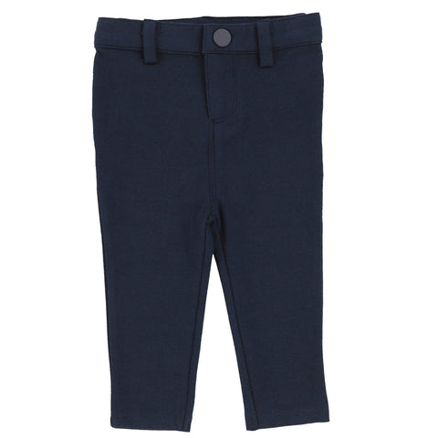Lil Legs Navy Knit Boy Stretch Pants