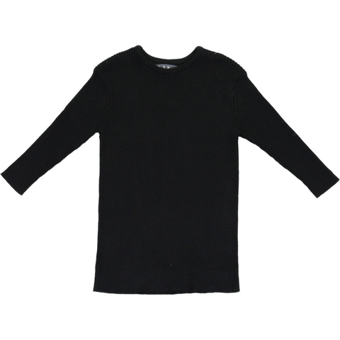 Belati Black Girls Basic Solid Ribbed Knit Top