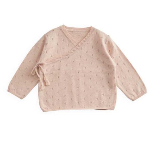 Belle Enfant Sugar Pink Cotton Pointelle Wrap Top & Legging Set