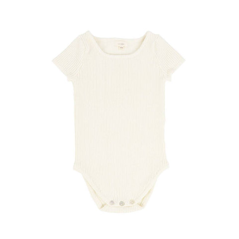 Lil Legs Ivory Knit Short Sleeve Onesie