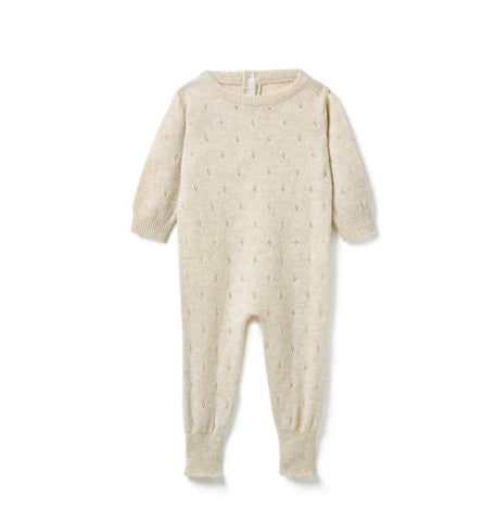 Belle Enfant Oatmeal Marl Pointelle Romper