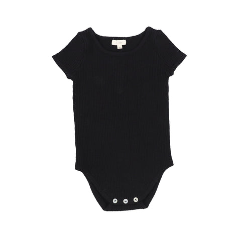 Lil Legs Black Knit Short Sleeve Onesie