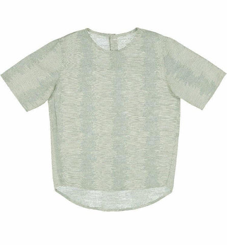 Belati Olive Print High Low Collarless Shirt