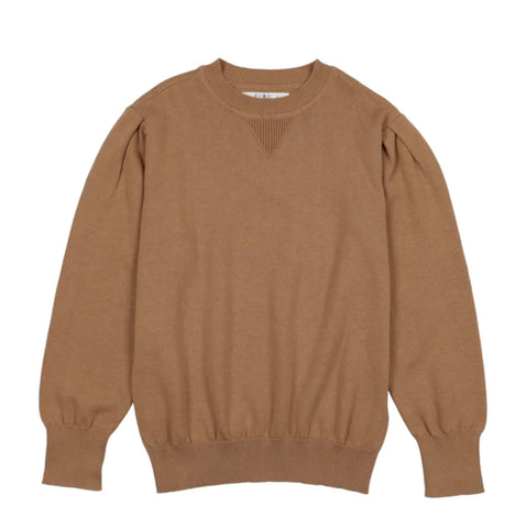 Coco Blanc Camel Puff Sleeve Sweater