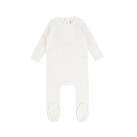 Lil Legs White Heart Pointelle Printed Footie