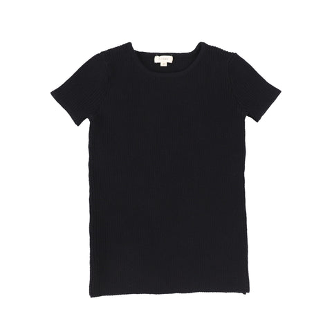 Lil Legs Black Short Sleeve Knit Crewneck Sweater