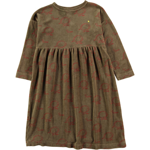 Bonmot Taupe Velvet Print Long Dress