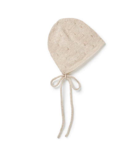 Belle Enfant Oatmeal Marl Pointelle Bonnet