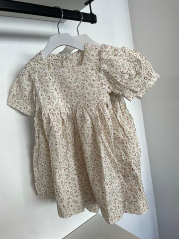 Minimom Cherry Pattern Olive Dress