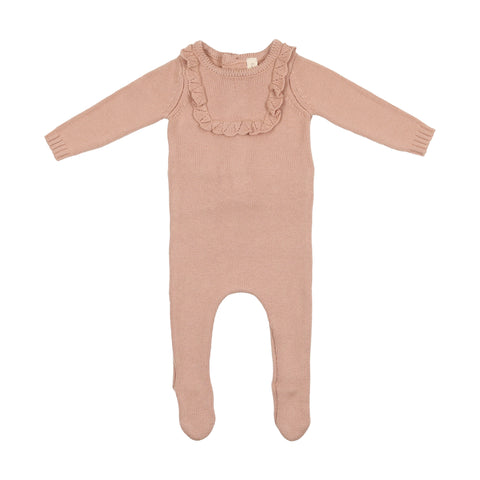 Lil Legs Soft Pink Crochet Bib Style Knit Footie