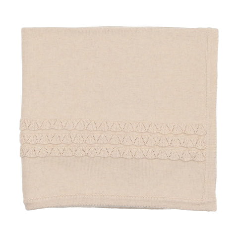 Lil Legs Ecru Crochet Bib Style Knit Blanket