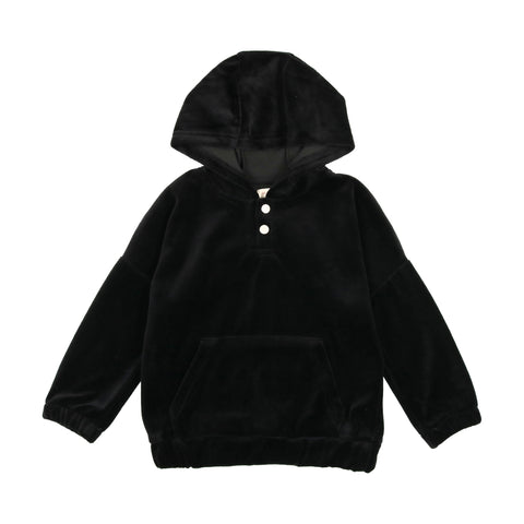 Lil Legs Black Velour Hooded Sweatshirt