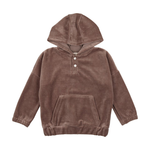 Lil Legs Taupe Velour Hooded Sweatshirt