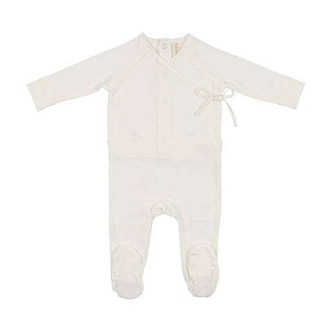 Lil Legs White Brushed Cotton Wrapover Footie