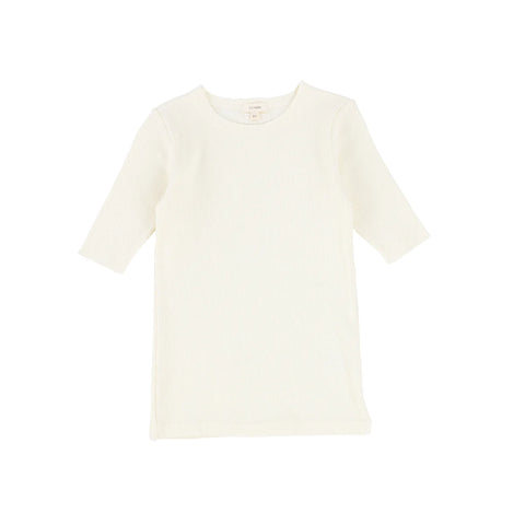 Lil Legs Ivory Ribbed Three Quarter Sleeve Tee