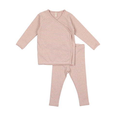Lil Legs Heather Pink Stripe Lounge Set