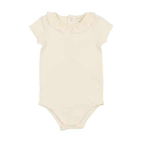Lil Legs Cream Ruffle Collar Onesie