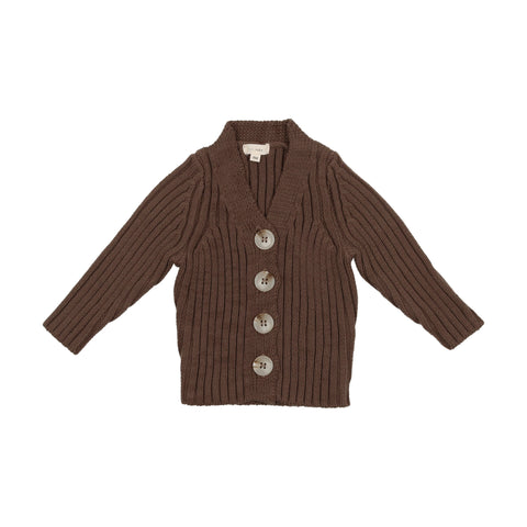 Lil Legs Brown Knit V Cardigan