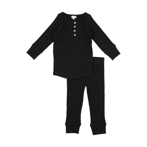 Lil Legs Black Waffle PJ Set